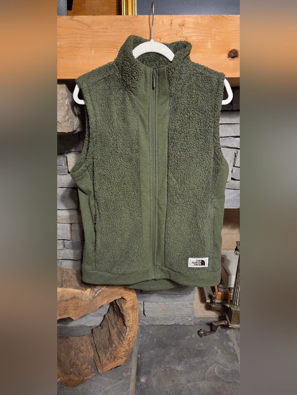 The North Face Olive Green Sherpa Fleece Vest - Womens